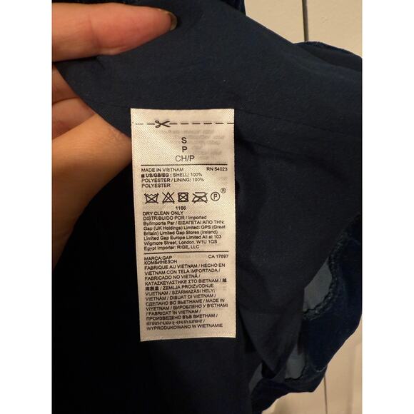 GAP Womans S Velvet Skater Dress Ballet Neck POCKETS Elastic Wasit Navy Blue - Picture 9 of 9